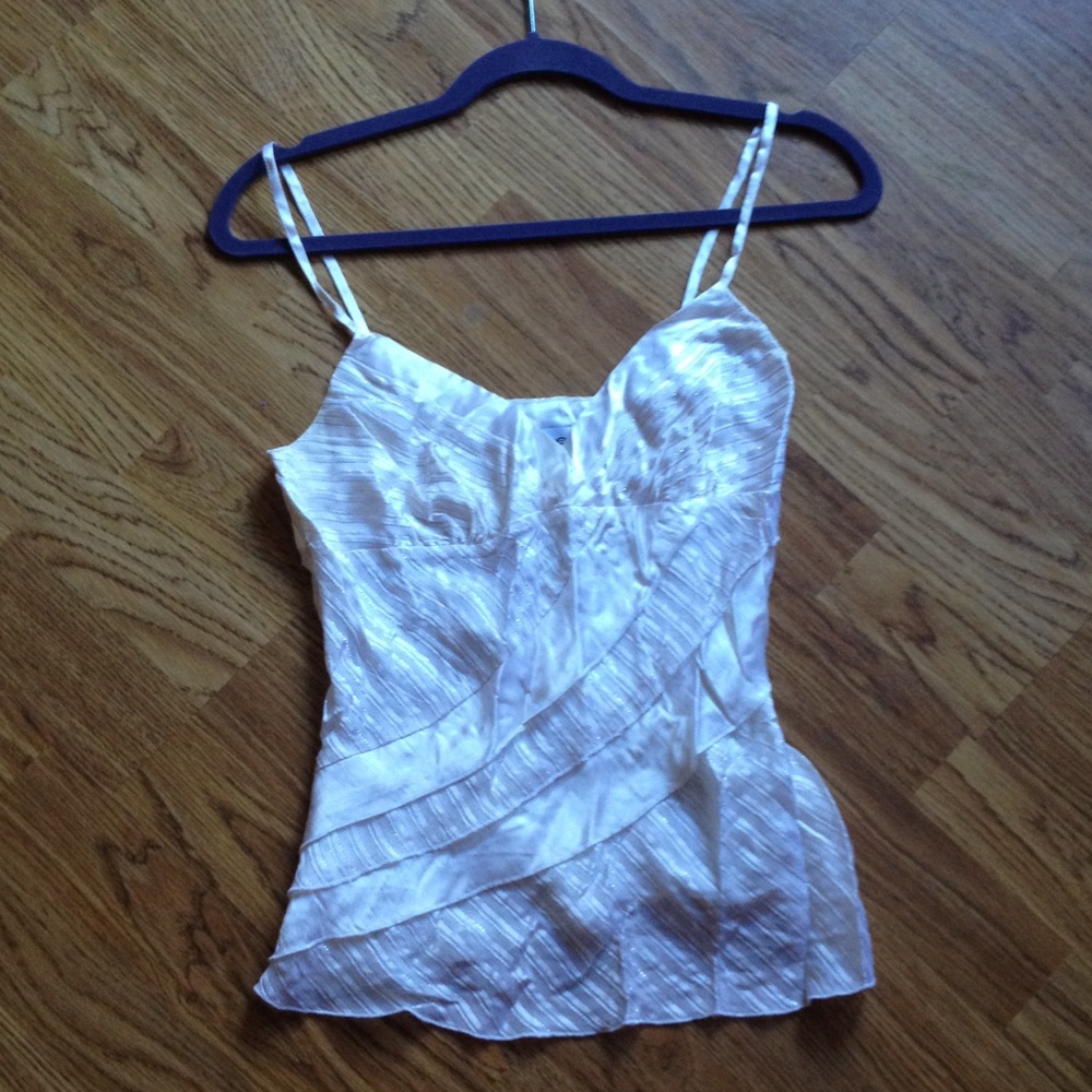 bebe White Satin Strappy Tank Top Y2K